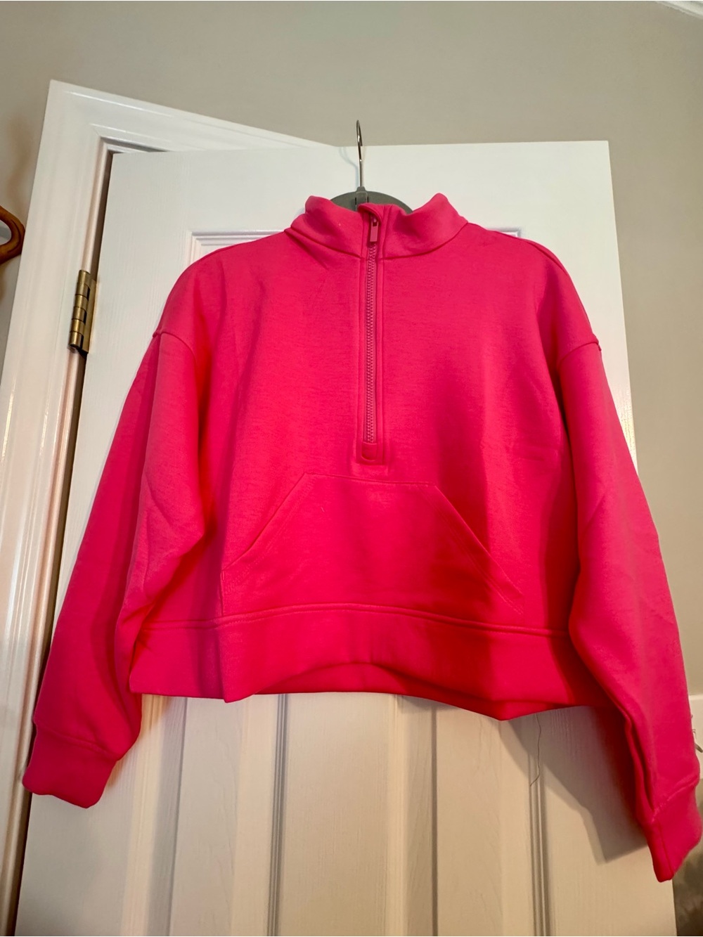 Zenana Pink Half-Zip Cropped Sweatshirt - Women's Cozy Fleece Top. Butter soft